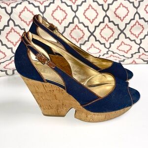 BCBG Cork Wedge Heels Women 9